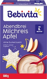 Bebivita Evening Milk Porridge – Rice Pudding with Apple (from 5 months), 500 g