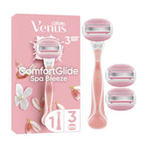 Image of Gillette Venus Razor, ComfortGlide Spa Breeze 3 Blade Women's Razor + 3 Razor Blades