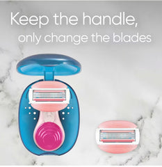 Gillette Venus Travel Razor, Extra Smooth Snap 3 Blade Women's Razor + Travel Case