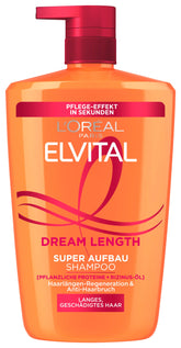 L'Oréal Paris Elvive Dream Lengths Restoring Shampoo - Long Hair, Vegetal Keratin, Castor Oil, 1000 ml
