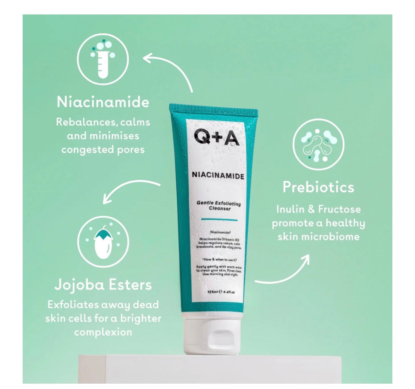 Q+A Niacinamide Gentle Exfoliating Cleanser 125ml