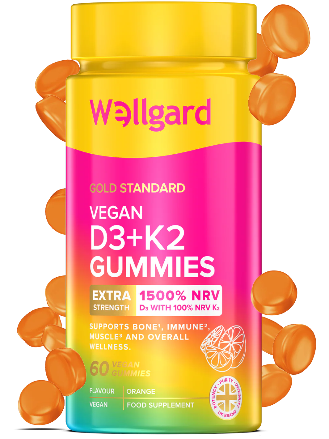 Wellgard Vegan Vitamin D3 and K2 Gummies