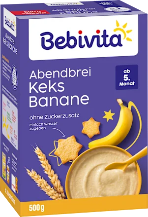 Bebivita Evening Porridge Biscuit & Banana, from 5 months, 500 g