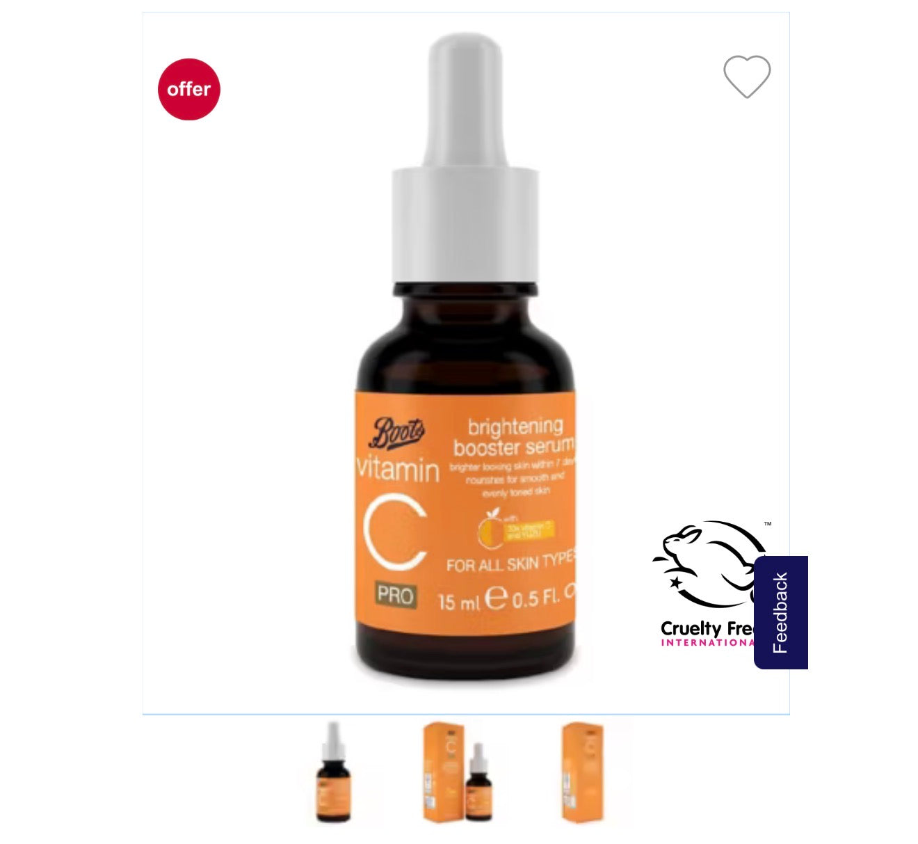Boots Vitamin C PRO Brightening Booster Serum 15ml