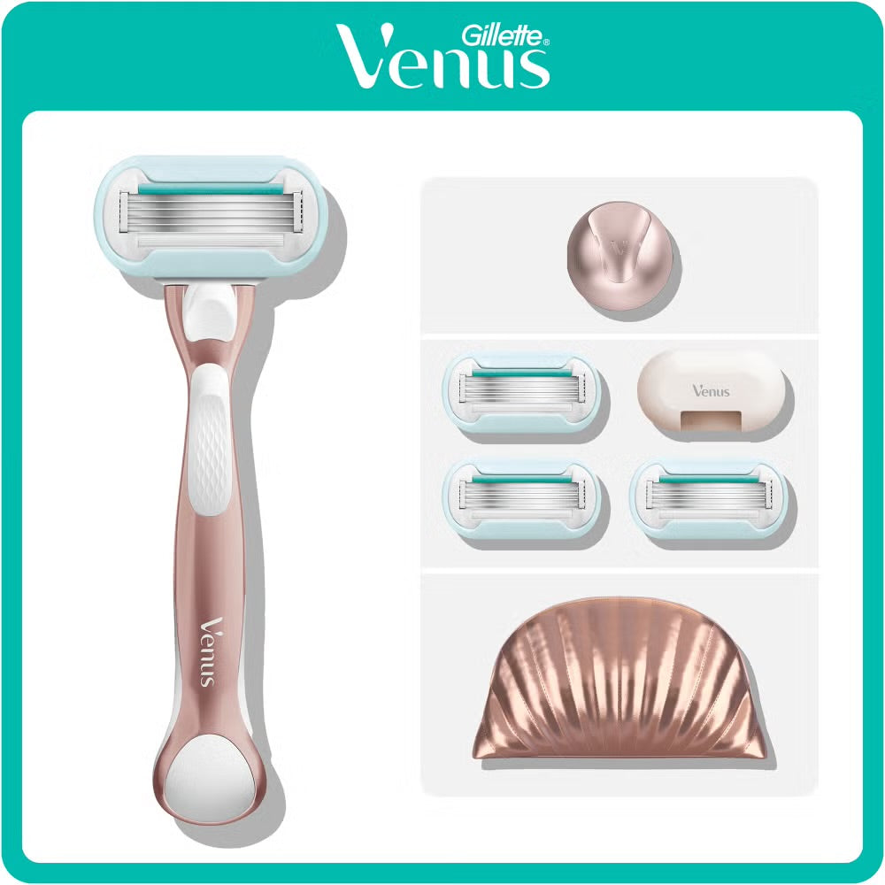Gillette Venus Pro Smooth Sensitive Razor, 4 Razor Blades, Shower Hook & Travel Bag