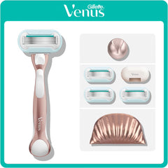 Gillette Venus Pro Smooth Sensitive Razor, 4 Razor Blades, Shower Hook & Travel Bag