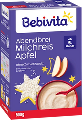 Bebivita Evening Milk Porridge – Rice Pudding with Apple (from 5 months), 500 g