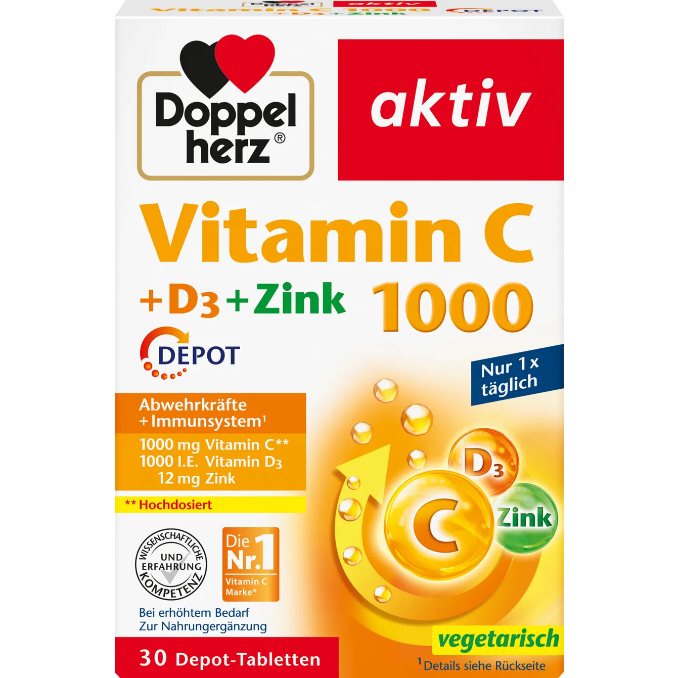 Doppelherz aktiv Vitamin C 1000 + D3 + Zink 30 Tablets