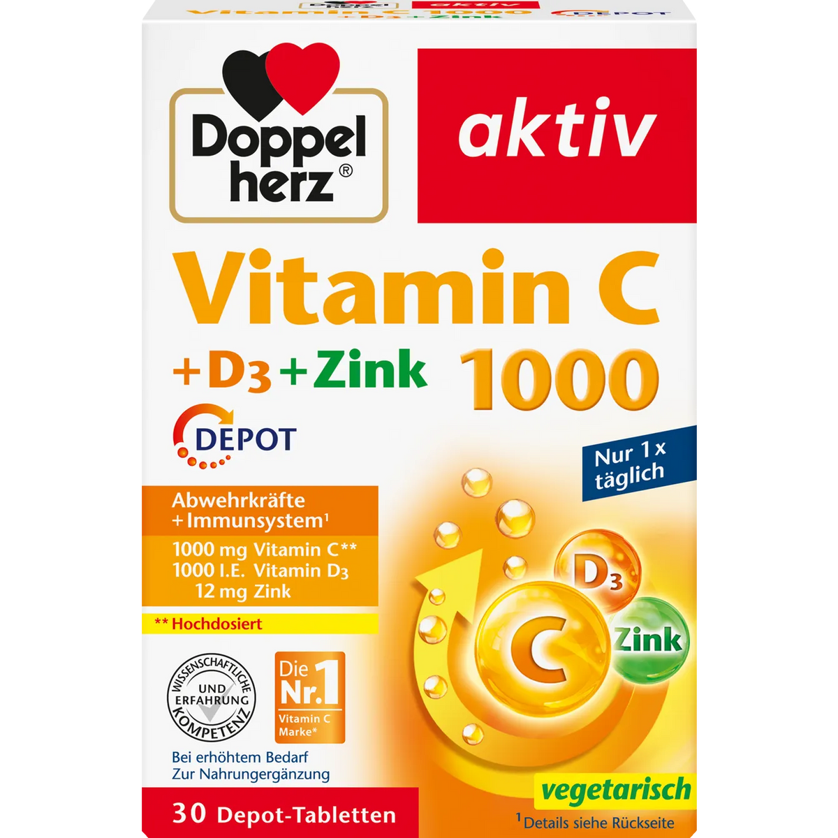 Doppelherz aktiv Vitamin C 1000 + D3 + Zink 30 Tablets