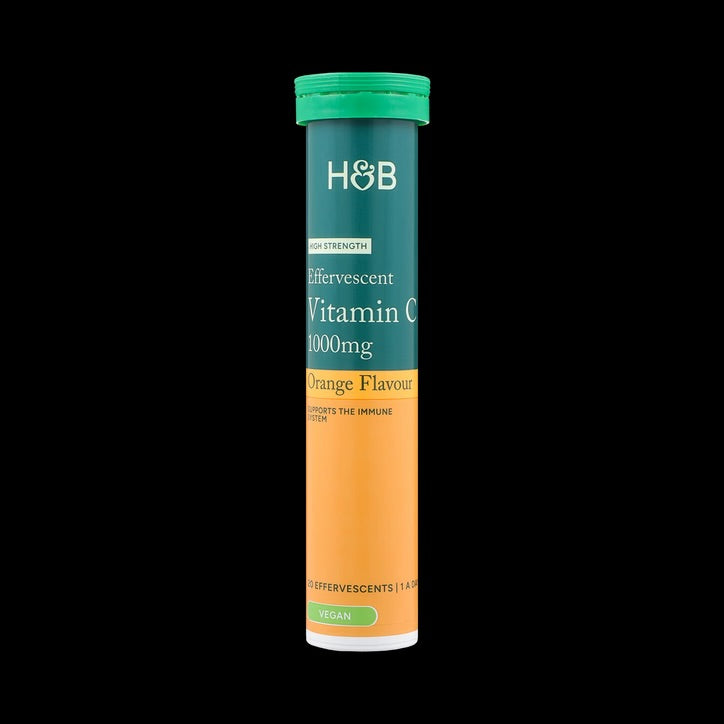 Holland & Barrett High Strength Effervescent Vit C 1000mg Orange Flavour 20 Tablets