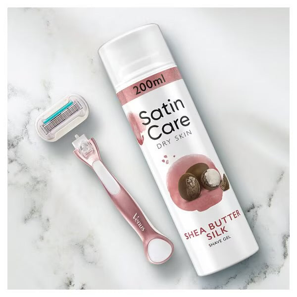 Venus Satin Care Shaving Gel for Dry Skin with Shea Butter - 200ml