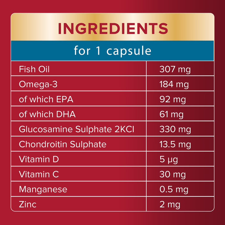 Seven Seas JointCare Essential, With Omega-3, Glucosamine, Chondroitin, Vitamins C and D, Manganese and Zinc, 60-Day Pack