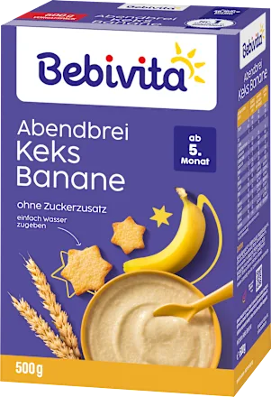 Bebivita Evening Porridge Biscuit & Banana, from 5 months, 500 g