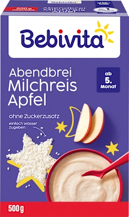 Bebivita Evening Milk Porridge – Rice Pudding with Apple (from 5 months), 500 g