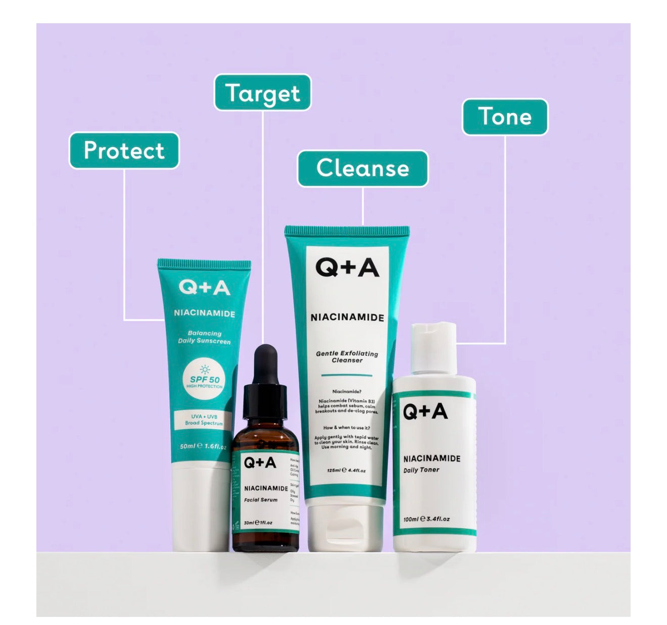 Q+A Niacinamide Gentle Exfoliating Cleanser 125ml