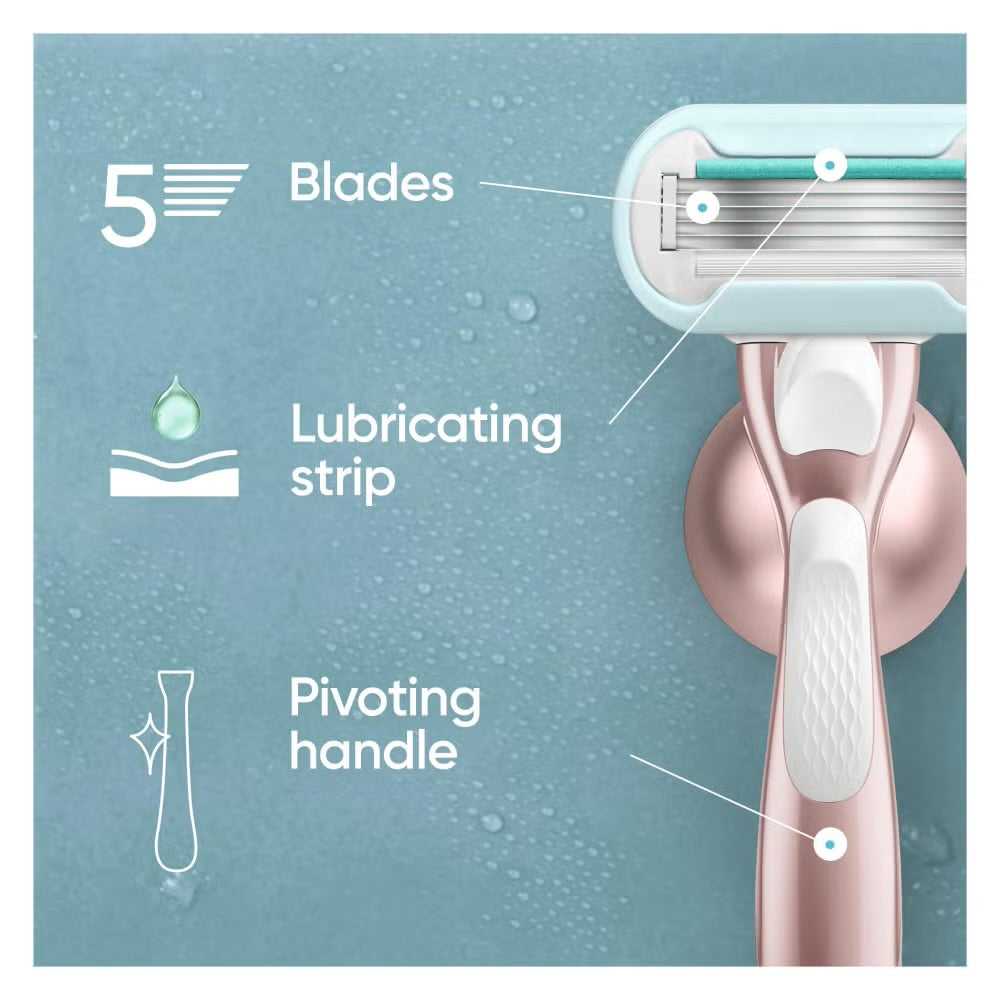 Gillette Venus Pro Smooth Sensitive Razor, 4 Razor Blades, Shower Hook & Travel Bag
