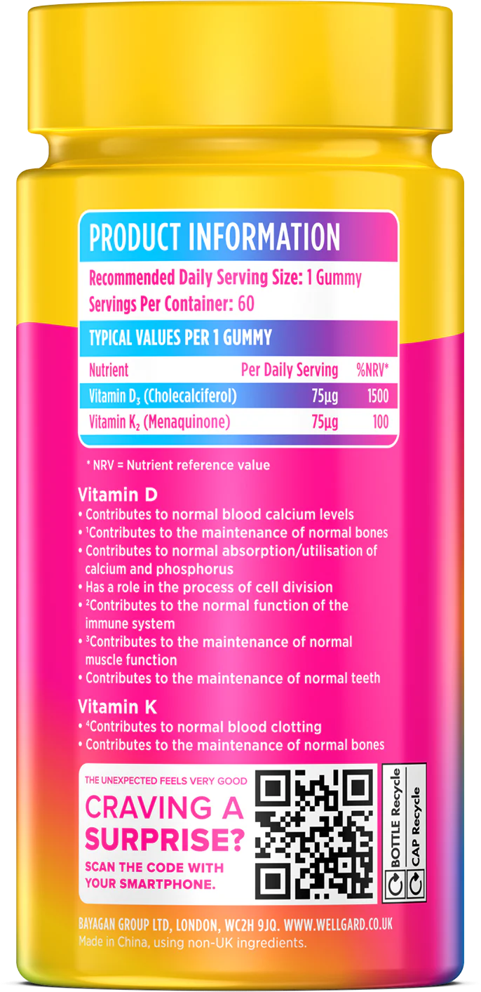 Wellgard Vegan Vitamin D3 and K2 Gummies