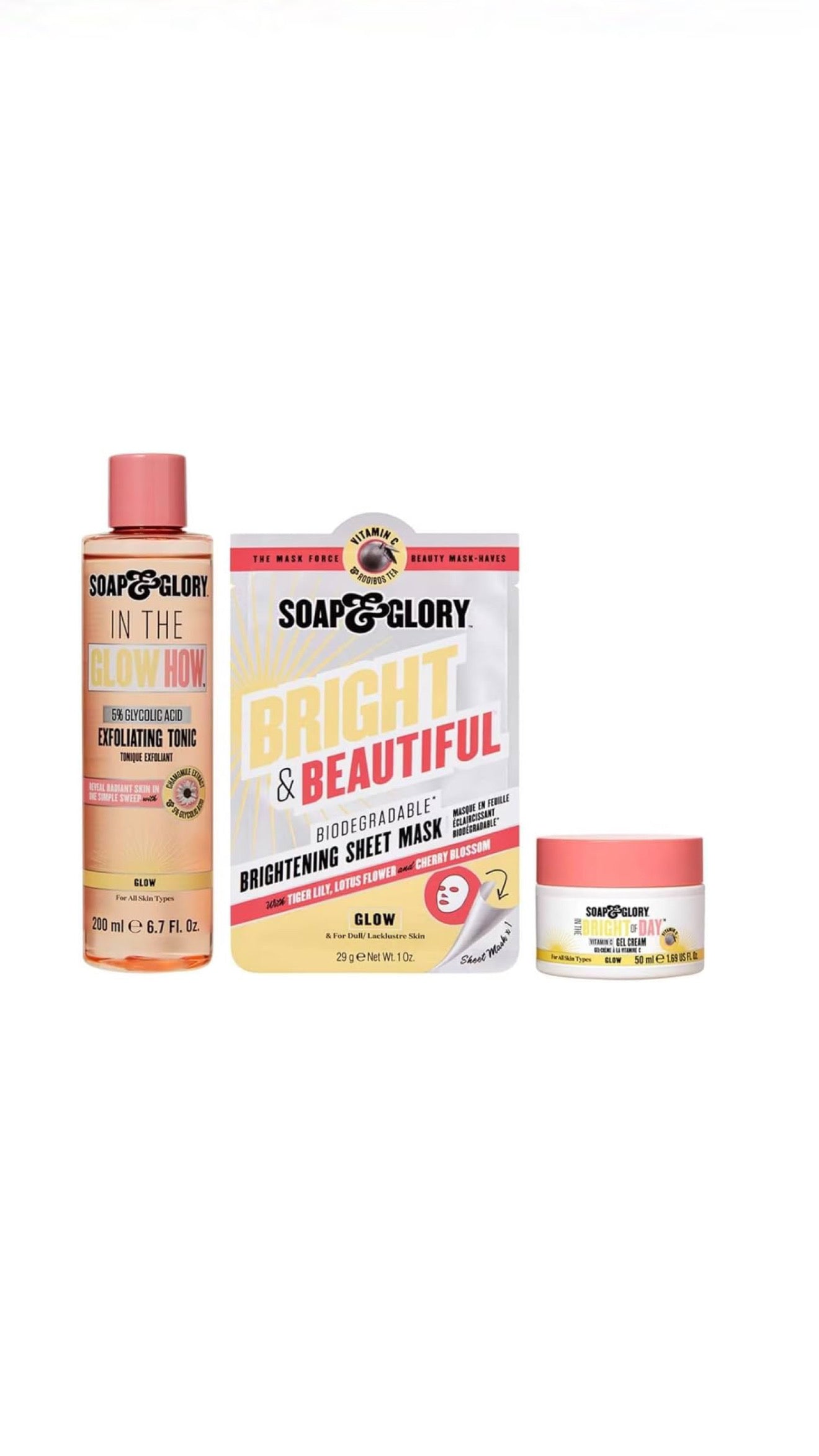 Soap Glory Get the All Time Glow Skincare Trio Gift Set 3 ITEMS