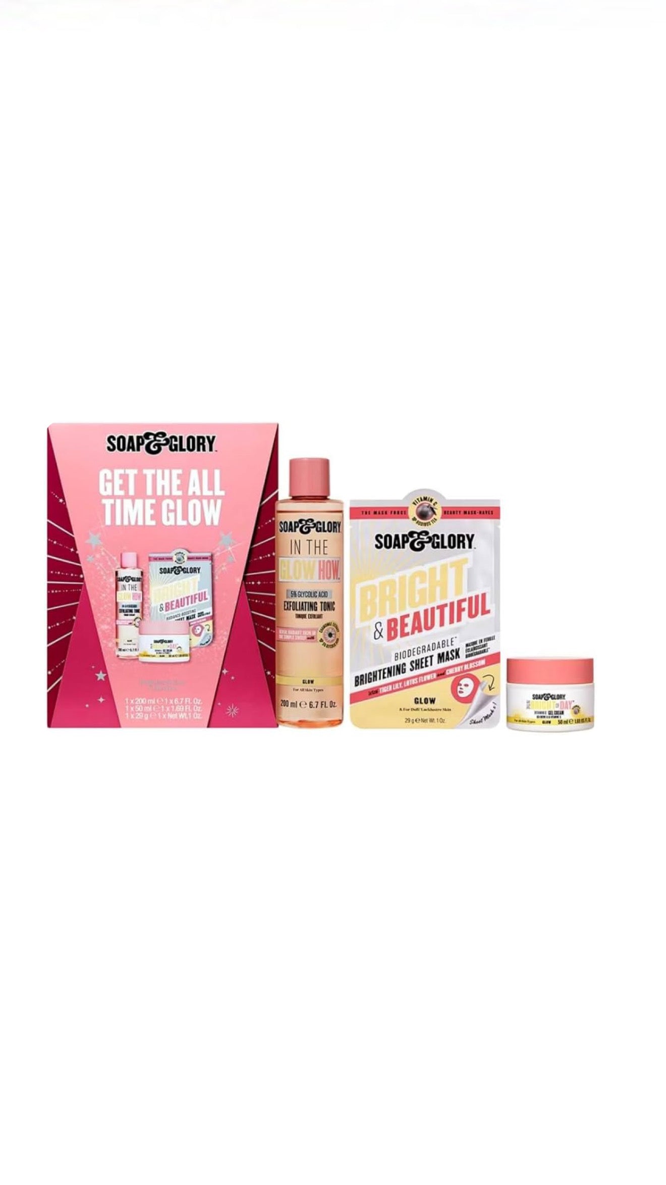 Soap Glory Get the All Time Glow Skincare Trio Gift Set 3 ITEMS