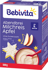 Bebivita Evening Milk Porridge – Rice Pudding with Apple (from 5 months), 500 g