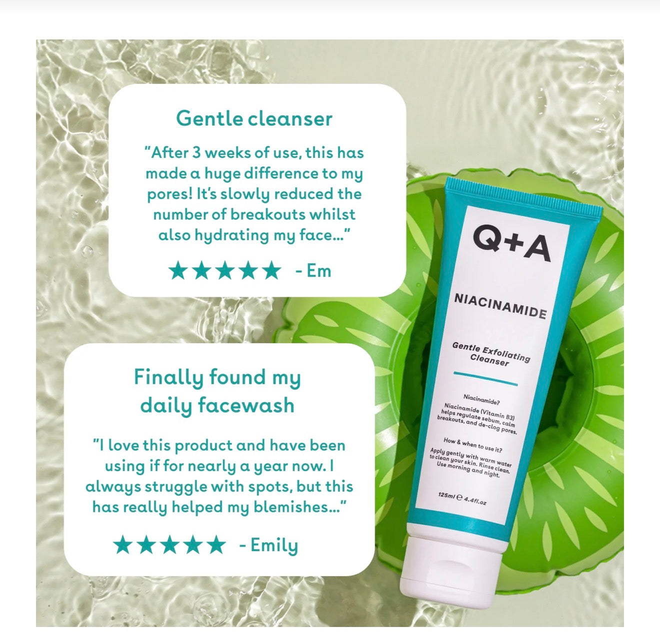 Q+A Niacinamide Gentle Exfoliating Cleanser 125ml