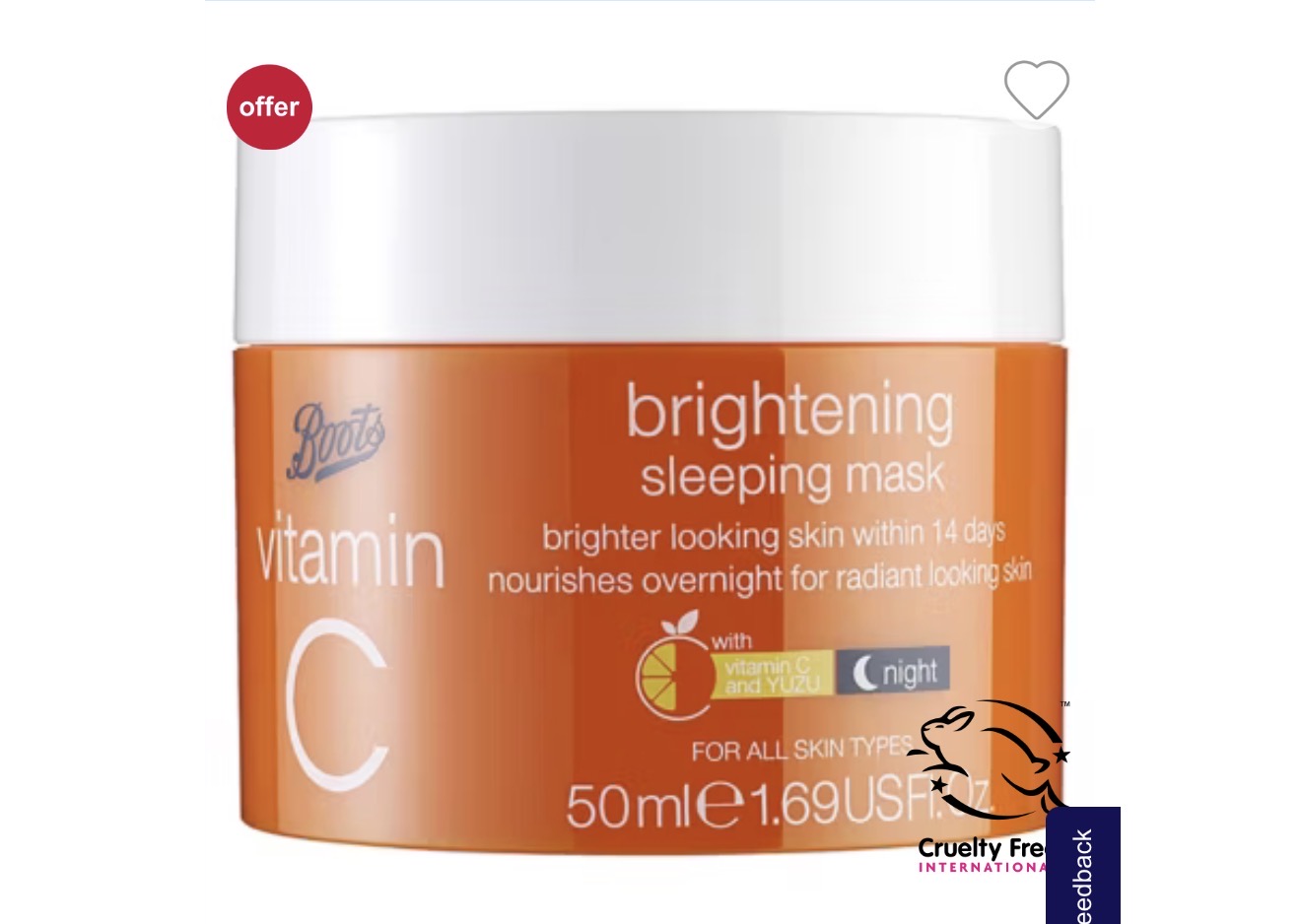 Boots Vitamin C Brightening Sleeping Mask 50ml