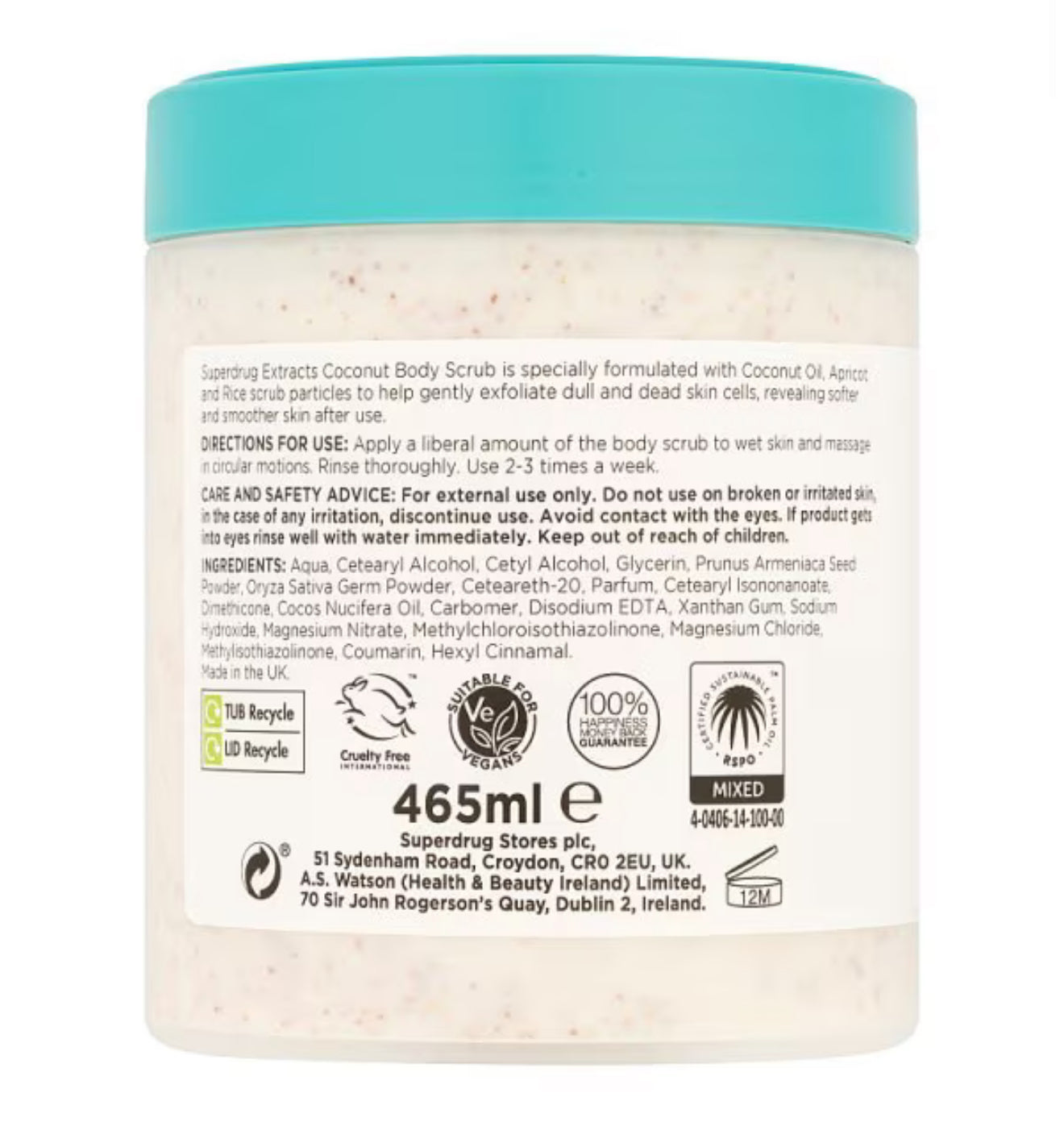 Superdrug Extracts Coconut Body Scrub 465ml