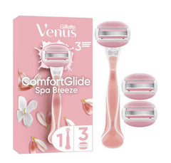 Image of Gillette Venus Razor, ComfortGlide Spa Breeze 3 Blade Women's Razor + 3 Razor Blades