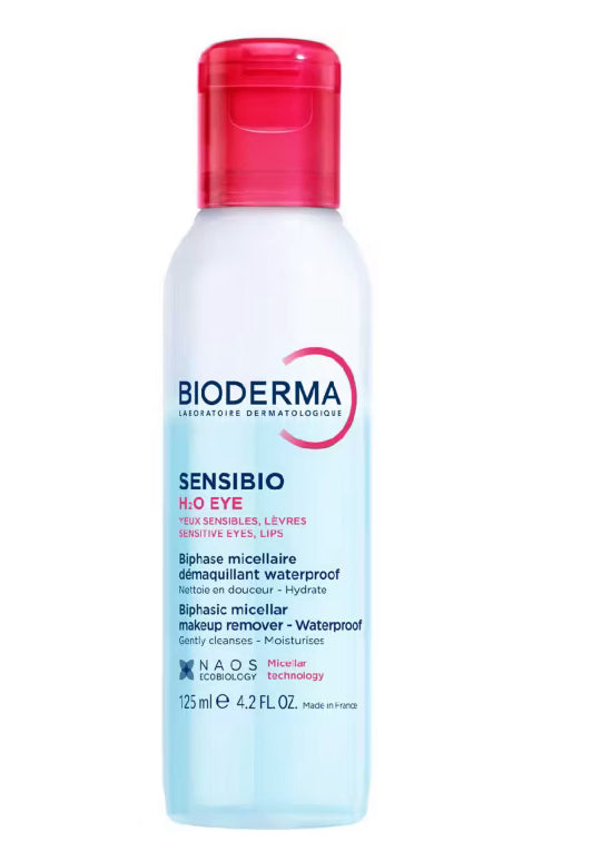 Bioderma Sensibio H2O Micellar Water Eye Waterproof Makeup Remover for Sensitive Eyes and Lips 125ML