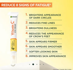 Garnier Brightening Vitamin C Eye Cream, 4% Vitamin C, Niacinamide, Banana Powder, Caffeine, 15ml