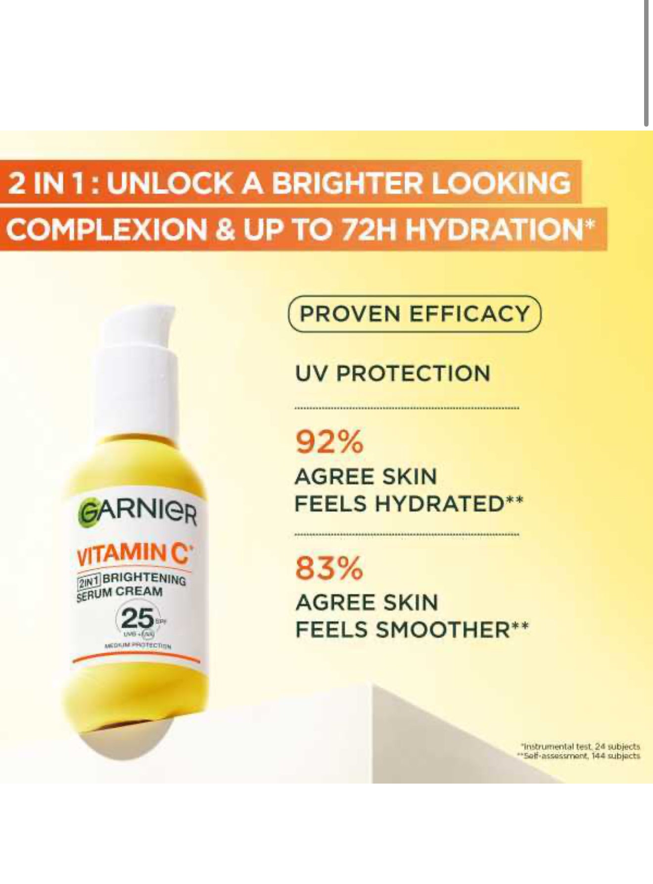 Garnier SkinActive Vitamin C 2in1 Brightening Serum Cream SPF 25, 50ml