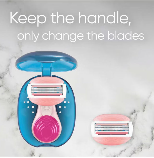 Gillette Venus Travel Razor, Extra Smooth Snap 3 Blade Women's Razor + Travel Case