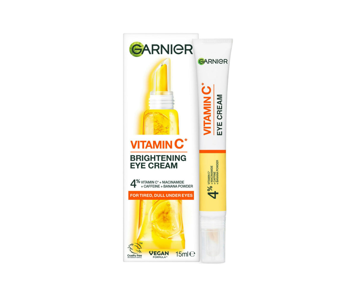 Garnier Brightening Vitamin C Eye Cream, 4% Vitamin C, Niacinamide, Banana Powder, Caffeine, 15ml