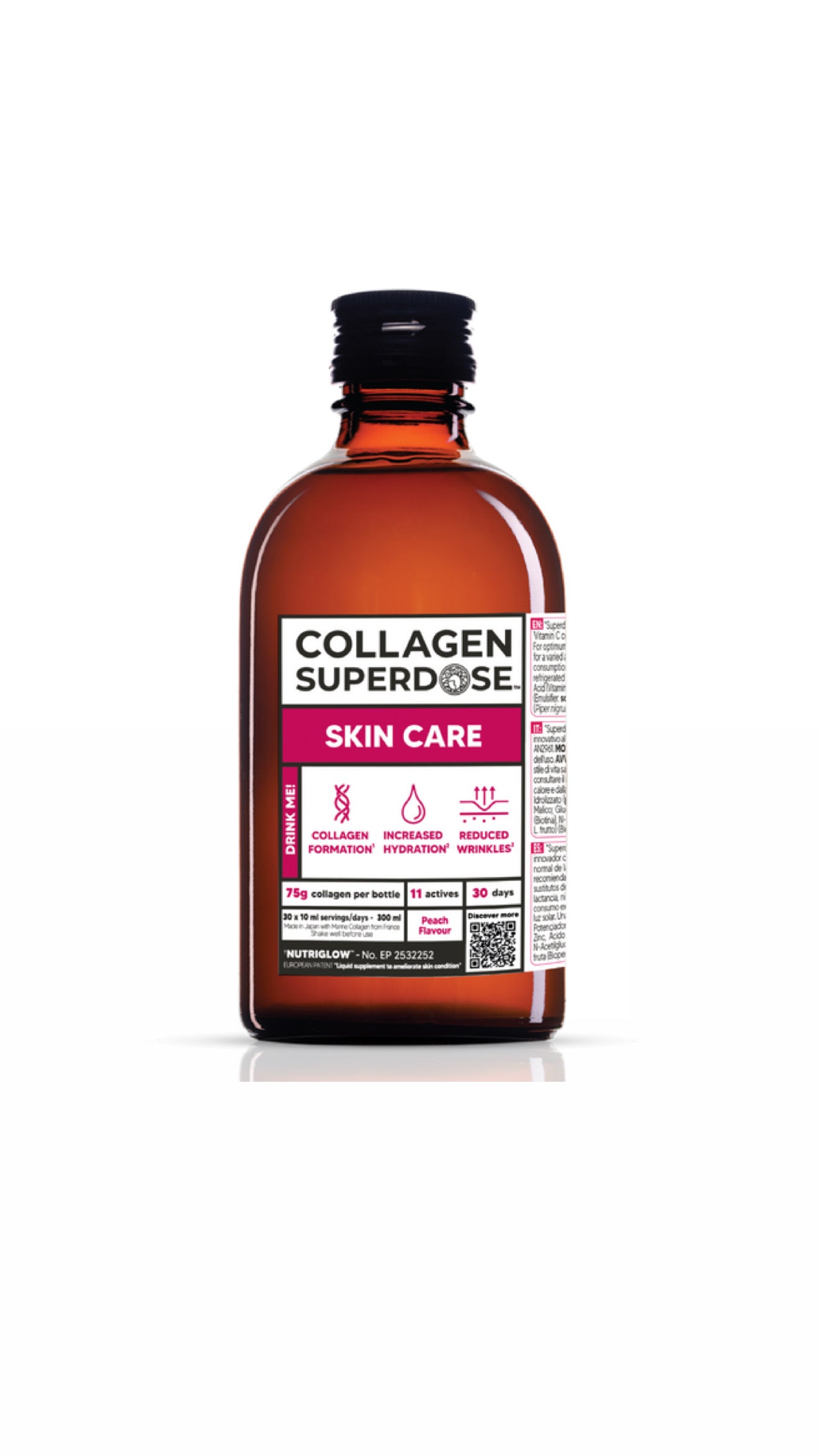 SKIN CARE
PEACH FLAVOUR 300 ML / 30 SERVES +2,500 MG COLLAGEN PER SERVING