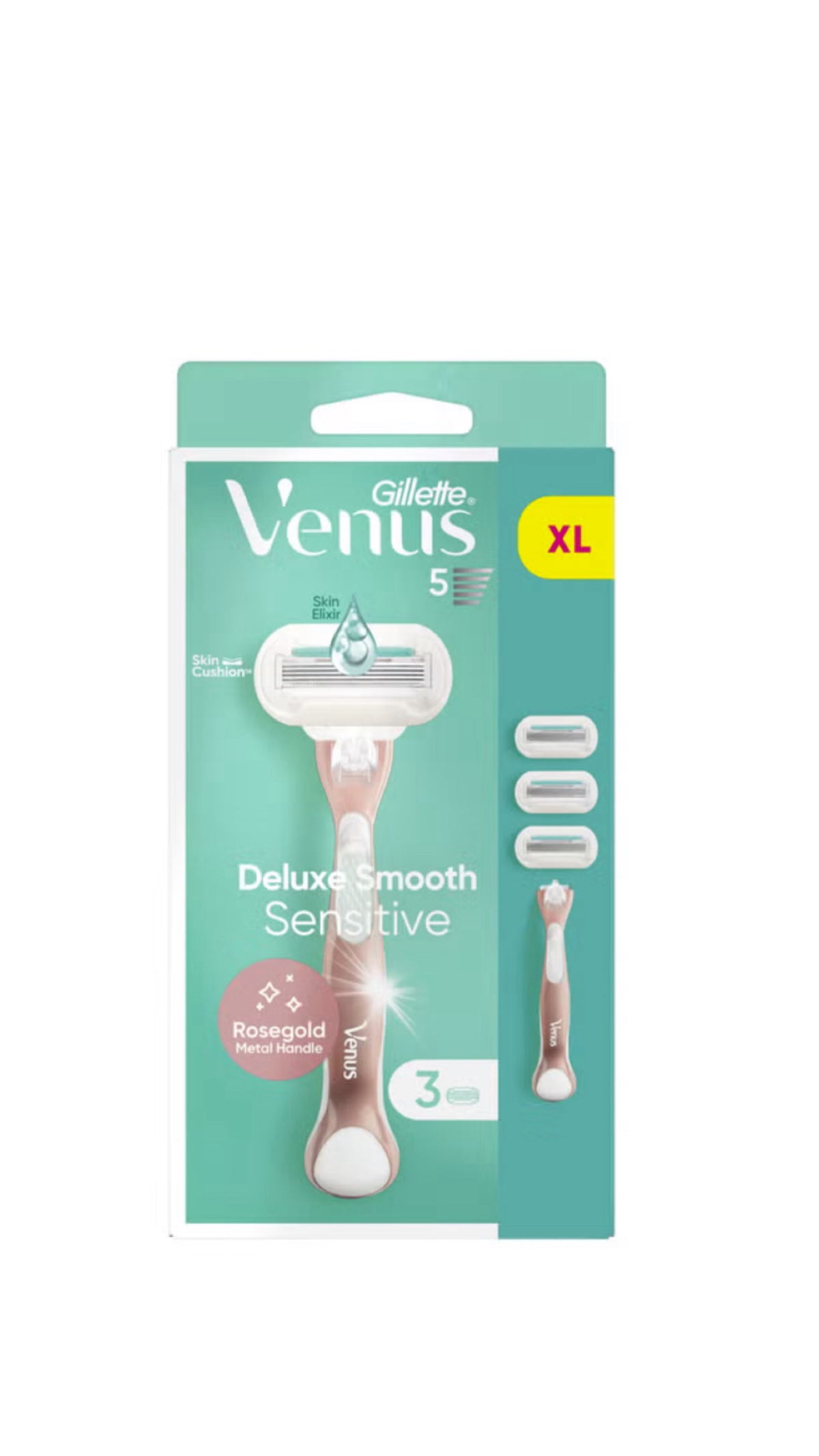 Gillette Venus Deluxe Smooth Sensitive Rose Gold Handle +3 Blades