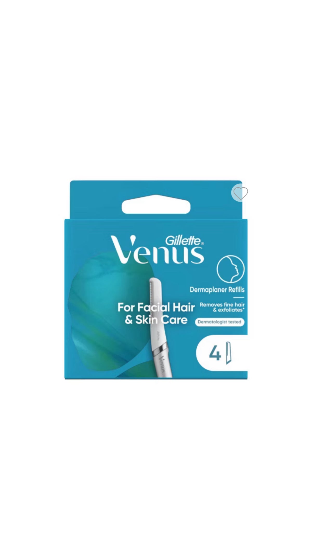 Gillette Venus Dermaplaner Blade Refills, 4 Blades, Dermaplaning Tool for Facial Hair Removal
