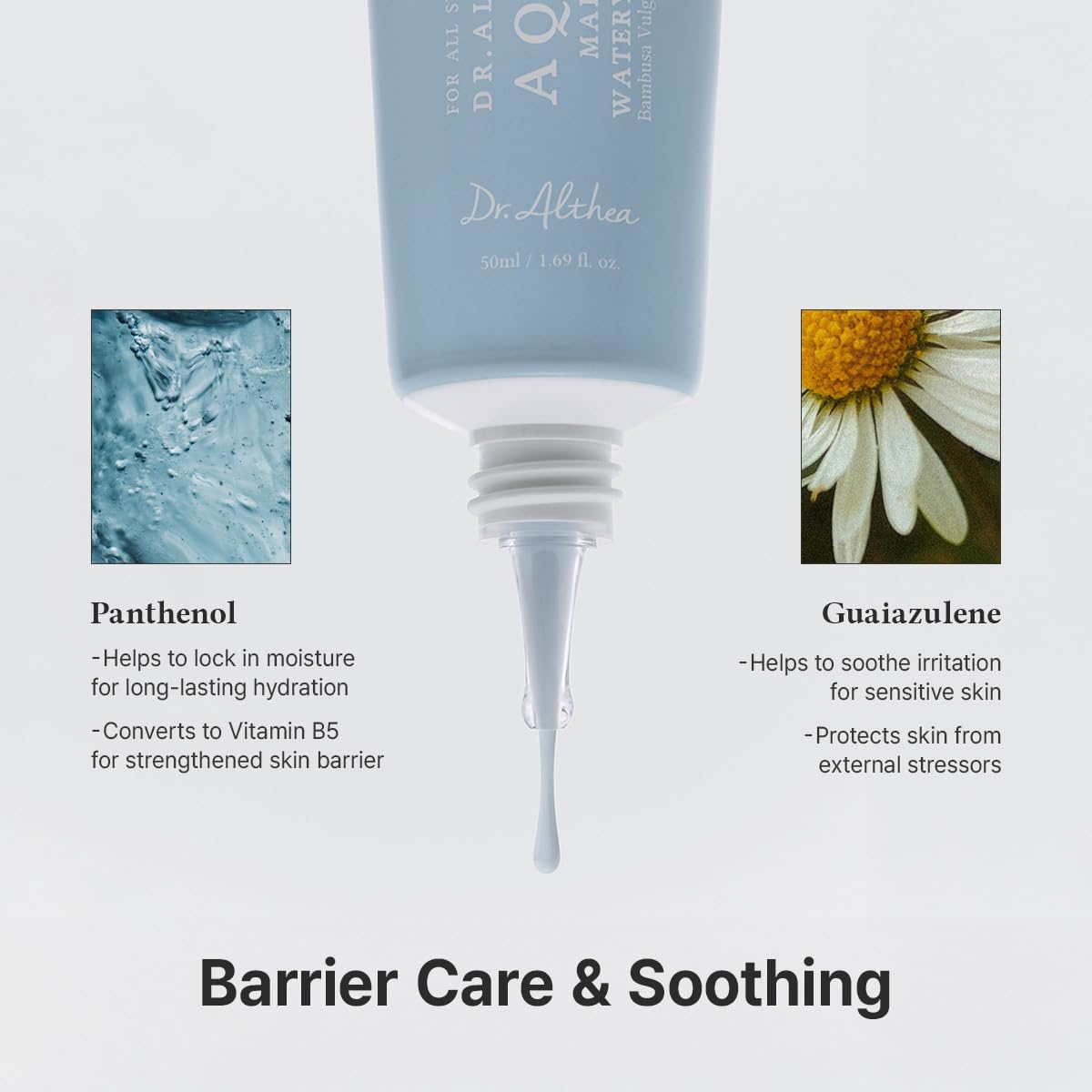 Dr.Althea Aqua Marine Watery Cream | Daily Face Moisturizer for All Skin Types | Deep Hydration Face Cream with Hyaluronic Acid | Vegan Korean